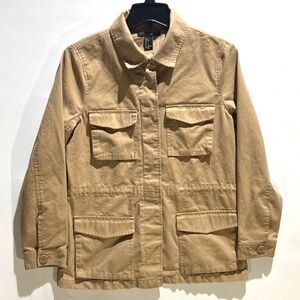 Forever 21 Women's Tan Cargo‎ Utility Jacket Coat Button Down Pockets Size Small